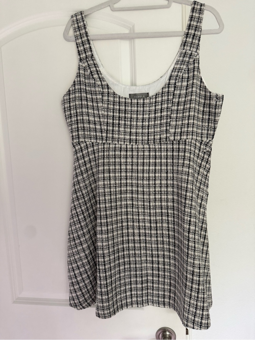 Black & White Plaid Sleeveless Women's Dress